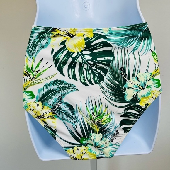Floral Print Medium High Waisted Bikini Bottom Full Coverage NWOT - Picture 2 of 5